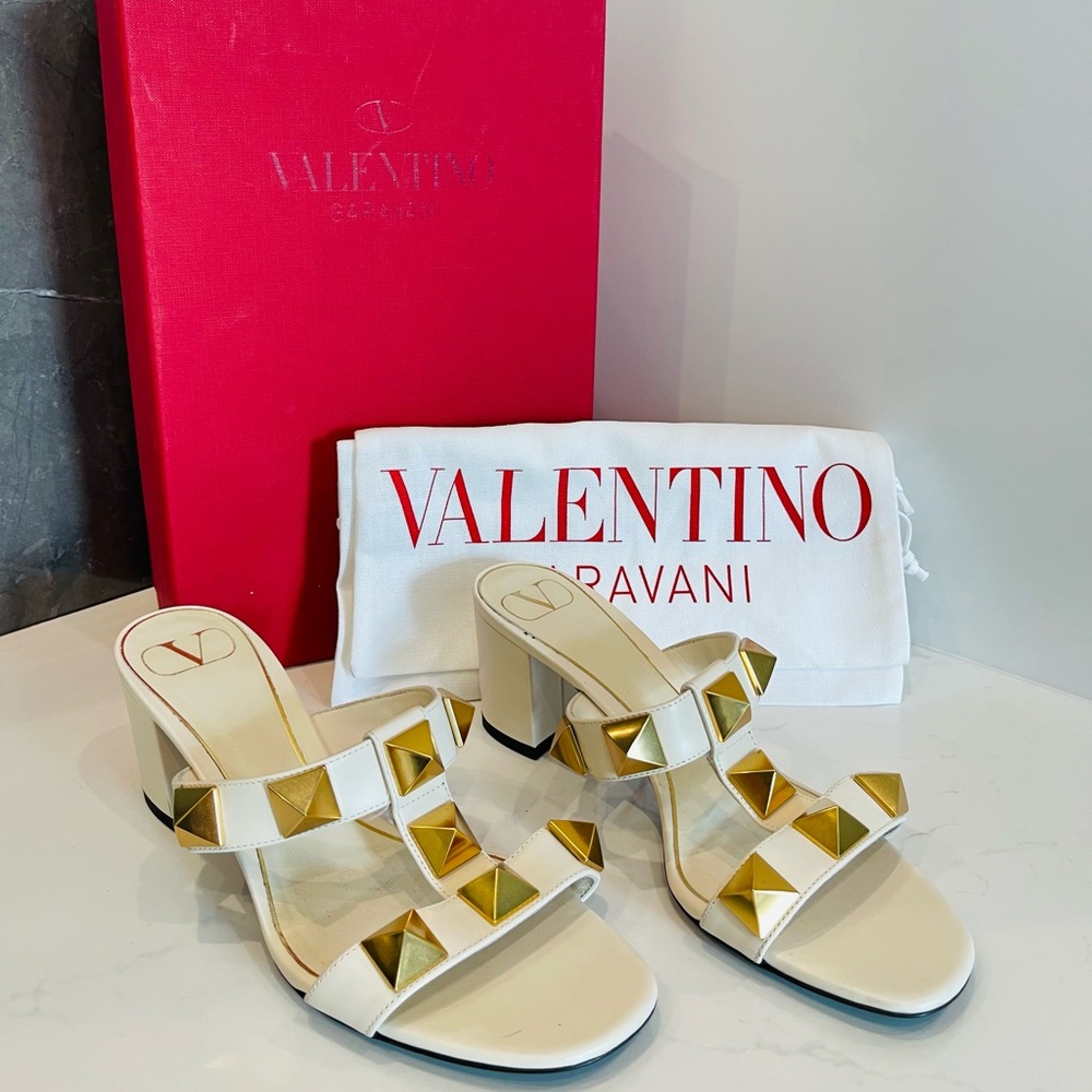 Valentino Garavani White Roman Stud Sandals